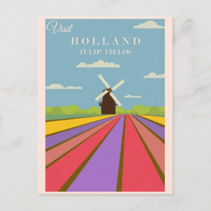 Reiseplakat Holland Tulpenfelder Vintage Postkarte