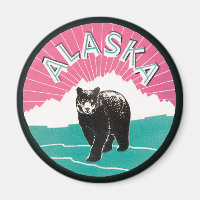 Reiseplakat im Vintage-Stil, Alaska Schwarzbär im