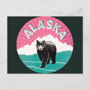 Reiseplakat im Vintage-Stil, Alaska Schwarzbär im Postkarte