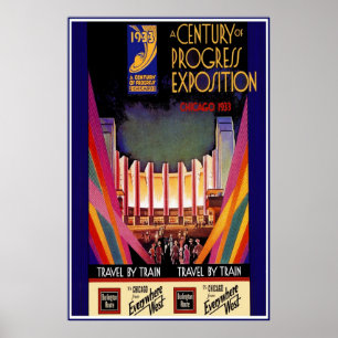 Reiseplakat im Vintage-Stil Chicago Zug Reiseplaka Poster