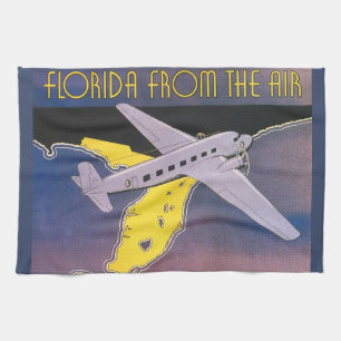 Reiseplakat im Vintage-Stil, Florida aus der Luft  Geschirrtuch