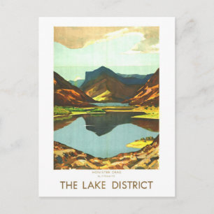 Reiseplakat im Vintage-Stil für den Lake District Postkarte