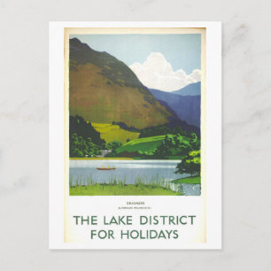 Reiseplakat im Vintage-Stil für den Lake District Postkarte
