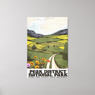 Reiseplakat im Vintage-Stil für den Peak-District- Leinwanddruck