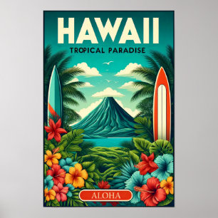 Reiseplakat im Vintage-Stil für Hawaii Poster