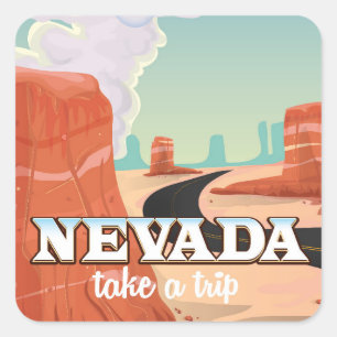 Reiseplakat im Vintage-Stil für Nevada Quadratischer Aufkleber