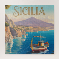 Reiseplakat im Vintage-Stil für Sizilien Italien