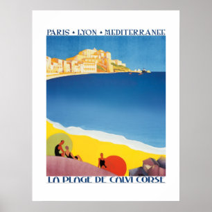 Reiseplakat im Vintage-Stil Mittelmeer Strand Poster