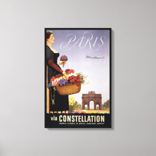 Reiseplakat im Vintage-Stil, Paris via Constellati Leinwanddruck