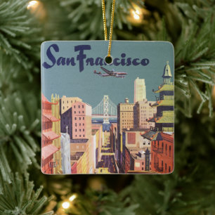 Reiseplakat im Vintage-Stil San Francisco Kabelbah Keramikornament
