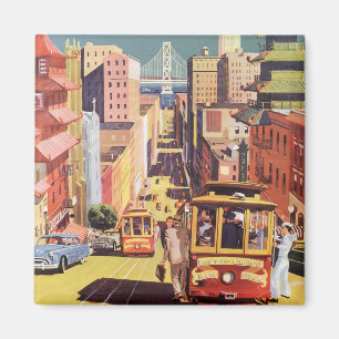 Reiseplakat im Vintage-Stil San Francisco Kabelbah Magnet