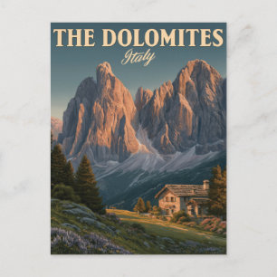 Reiseplakat im Vintage-Stil von den Dolomiten in I Feiertagspostkarte
