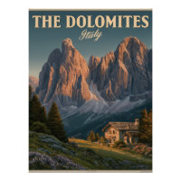 Reiseplakat im Vintage-Stil von den Dolomiten in I