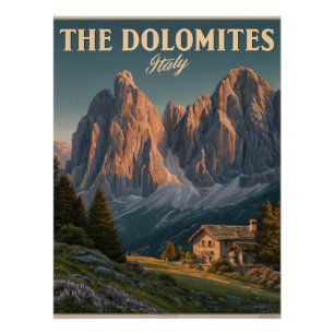Reiseplakat im Vintage-Stil von den Dolomiten in I Poster