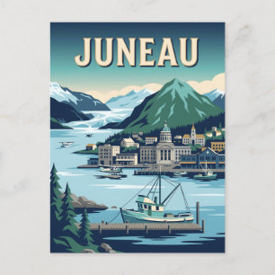 Reiseplakat im Vintage-Stil von Juneau Alaska Glac Postkarte