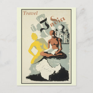 Reiseplakat Indien im Vintage-Stil Postkarte