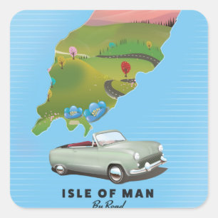 Reiseplakat Isle of Man Quadratischer Aufkleber