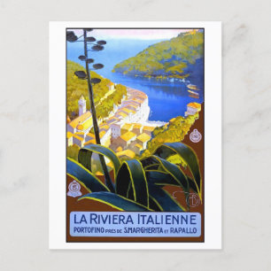 Reiseplakat Italienische Riviera im Vintage-Stil Postkarte