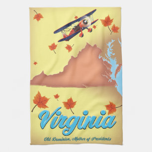 Reiseplakat Karte des US-Bundesstaates Virginia Geschirrtuch