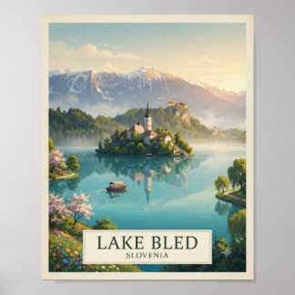 Reiseplakat Lake Bled Slowenien im Vintage-Stil Poster