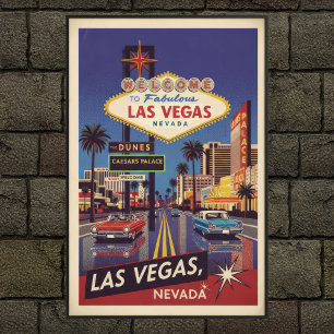 Reiseplakat Las Vegas aus den 1960er Jahren im Vin Poster