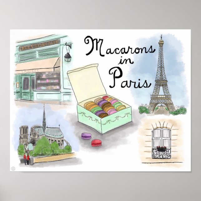 Reiseplakat: Macarons in Paris Frankreich Poster (Vorne)