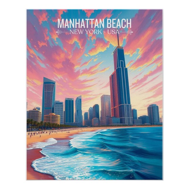 Reiseplakat | Manhattan Beach Wandkunst Heimdekora Poster (Vorderseite)