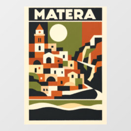 Reiseplakat Matera Italien Bauhaus Geometrische Ku Fensteraufkleber