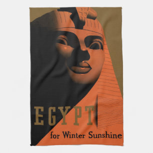 Reiseplakat mit Sphinx, Ägypten, Afrika Geschirrtuch