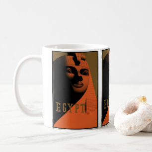 Reiseplakat mit Sphinx, Ägypten, Afrika im Vintage Kaffeetasse
