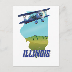 Reiseplakat mit Vintage-Karte von Illinois Postkarte
