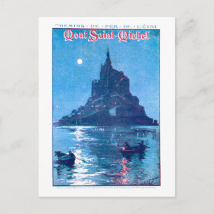 Reiseplakat Mont Saint-Michel im Vintage-Stil Postkarte