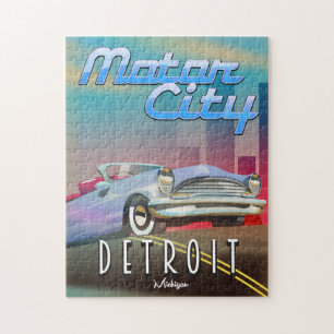 Reiseplakat Motor City Detroit Michigan. Puzzle