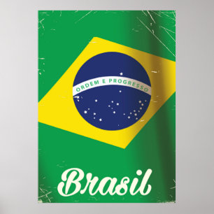 Reiseplakat nationaler Flagge Brasiliens Vintages Poster