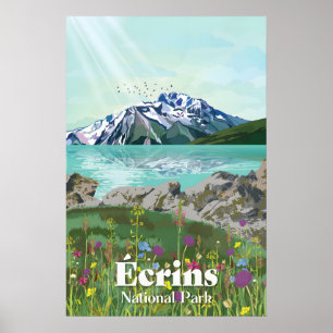 Reiseplakat Nationalpark Ecrins Frankreich Poster