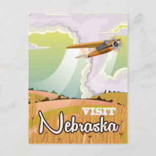 Reiseplakat Nebraska im Vintage-Stil Postkarte