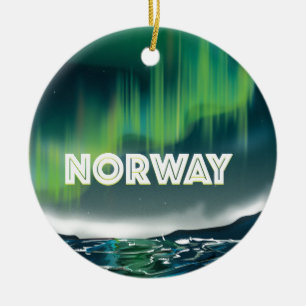 Reiseplakat Norwegen Aurora Nordlichter Keramikornament