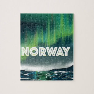 Reiseplakat Norwegen Aurora Nordlichter Puzzle