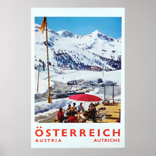 Reiseplakat Österreich Ski Wintersport Alm Druck Poster