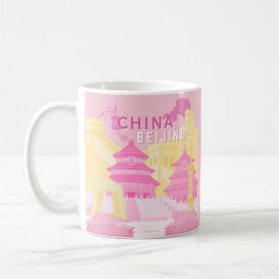 Reiseplakat Peking China Rosa & Gelbe Kunst Kaffeetasse