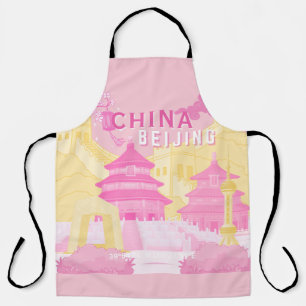 Reiseplakat Peking China Rosa & Gelbe Kunst Schürze