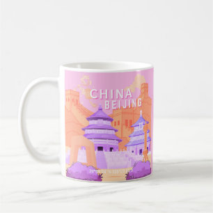 Reiseplakat Peking China Rosa & Lavendel Kunst Kaffeetasse