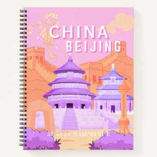 Reiseplakat Peking China Rosa & Lavendel Kunst Notizbuch