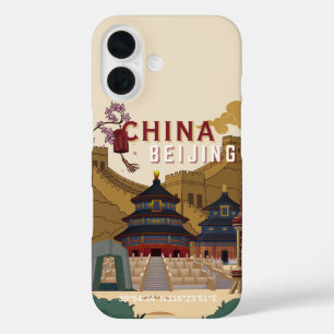 Reiseplakat Peking China Vintage-Illustration iPhone 16 Hülle