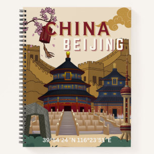 Reiseplakat Peking China   Vintage-Illustration Notizbuch