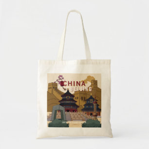 Reiseplakat Peking China Vintage-Illustration Tragetasche