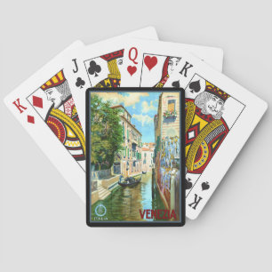 Reiseplakat Postkarte im Vintage-Stil von Venedig Spielkarten