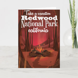 Reiseplakat Redwood-Nationalpark, Kalifornien Feiertagskarte