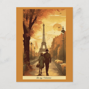 Reiseplakat, Romantik in Paris individuell anpassb Feiertagspostkarte