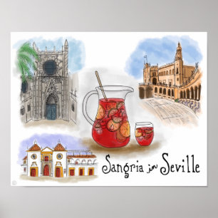 Reiseplakat: Sangria in Sevilla Spanien Poster